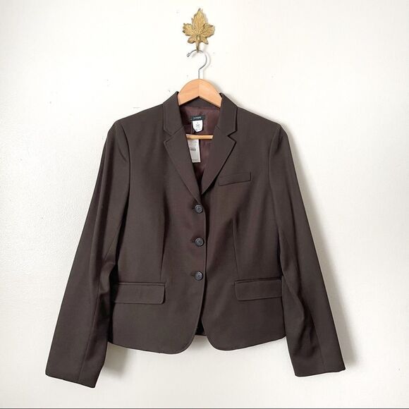 J. Crew | Vintage Wool Gabardine Blazer brown jacket NWT size 12 dead stock - Picture 1 of 7